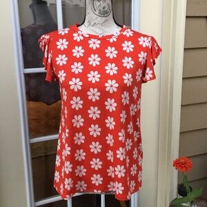 Haptics Floral Ruffle Sleeve Top